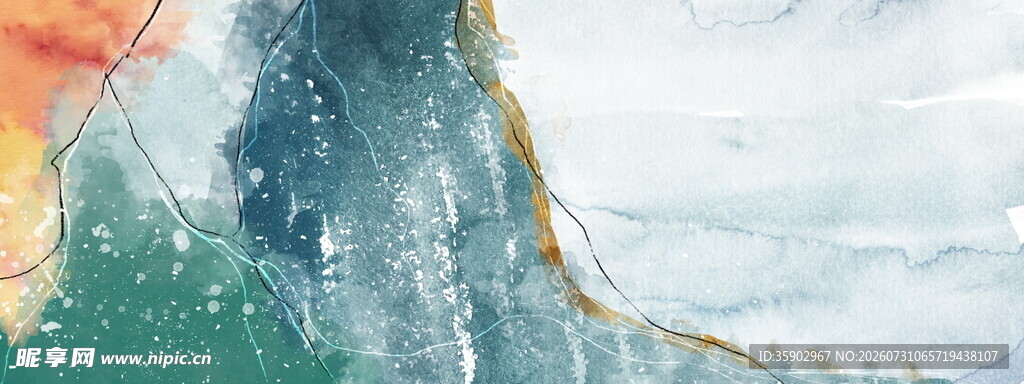 抽象水彩艺术画作展示