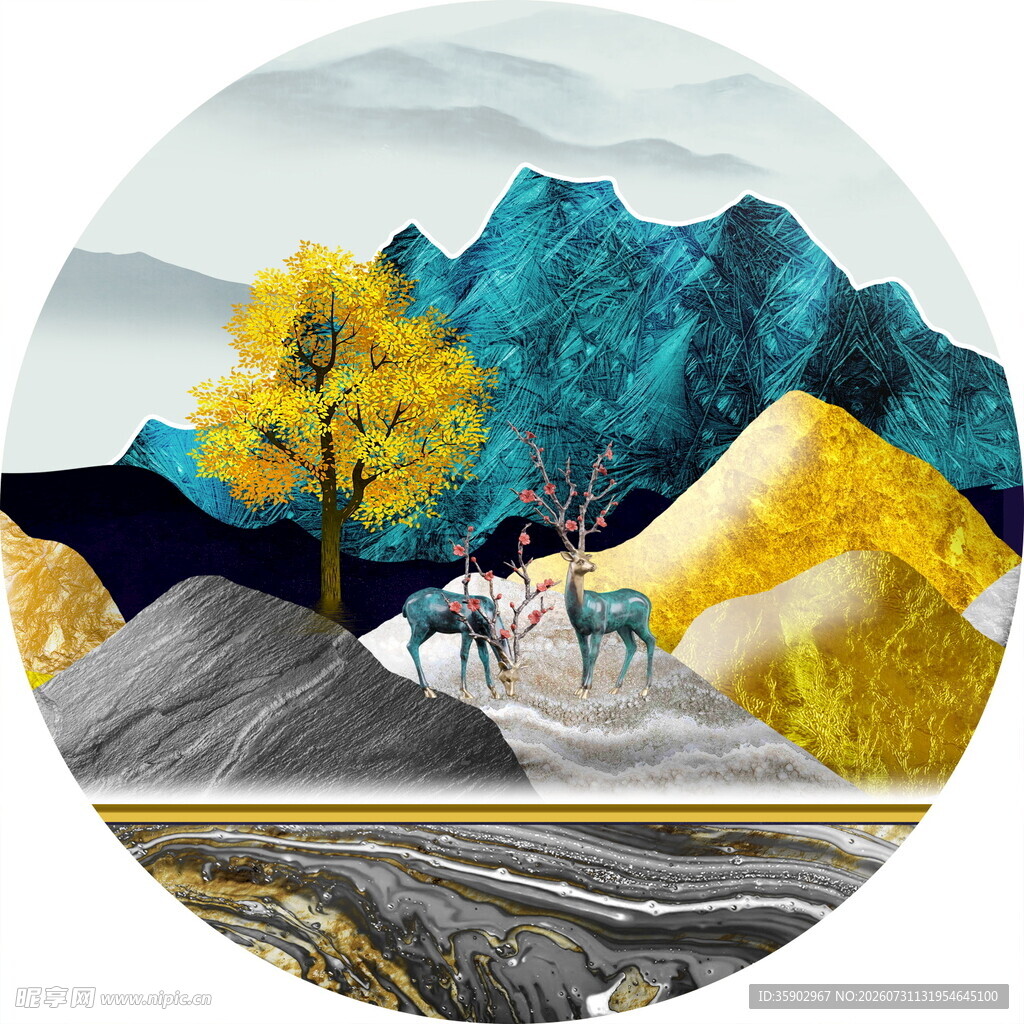 山水间的梦幻鹿景