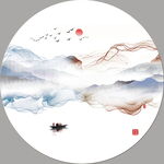 水墨山水间的孤舟意境