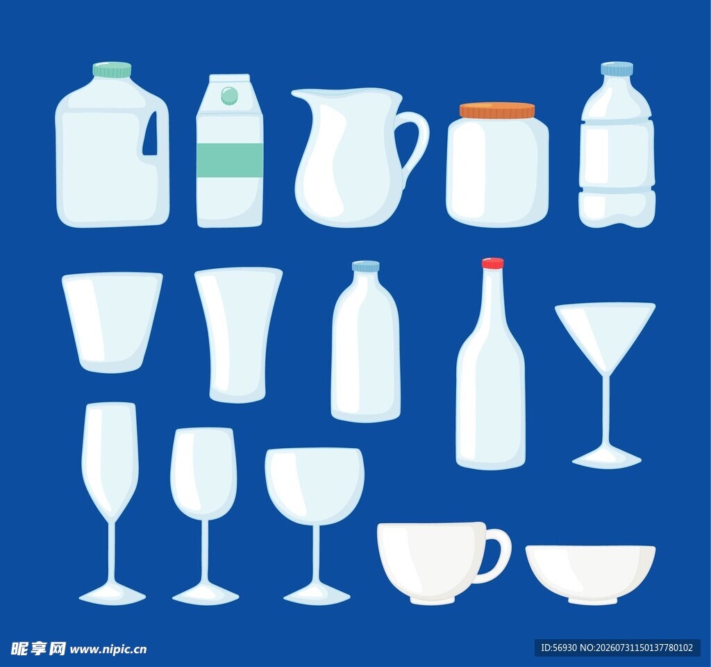 各式饮品容器图标集合
