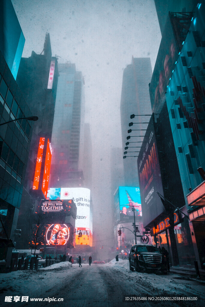 赛博朋克风的都市夜景