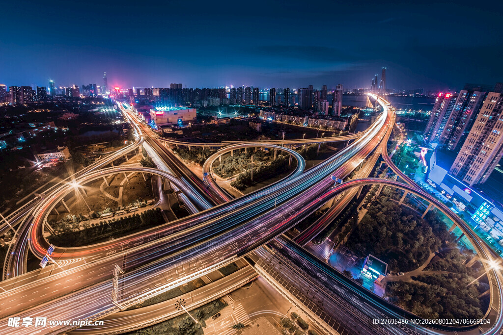 城市立交桥璀璨夜景