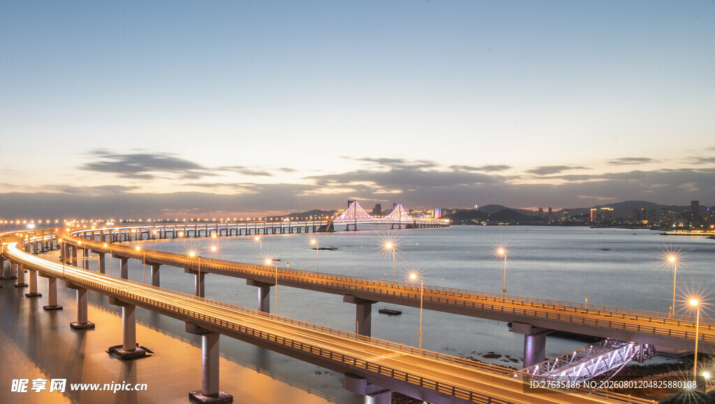 城市跨海大桥夜景风光