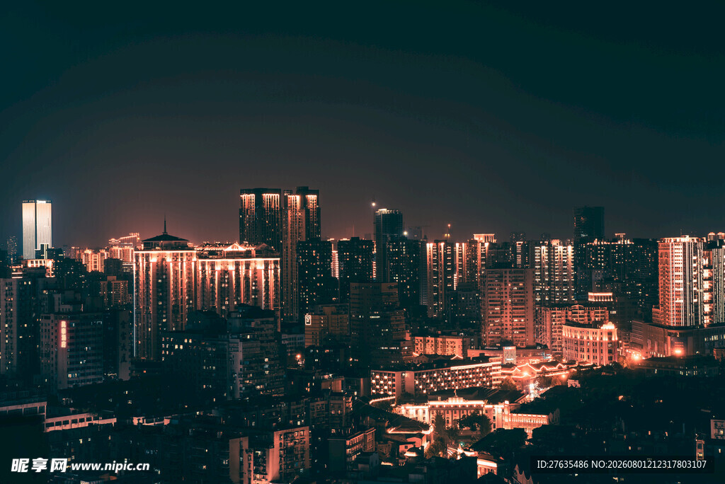 城市璀璨夜景俯瞰图