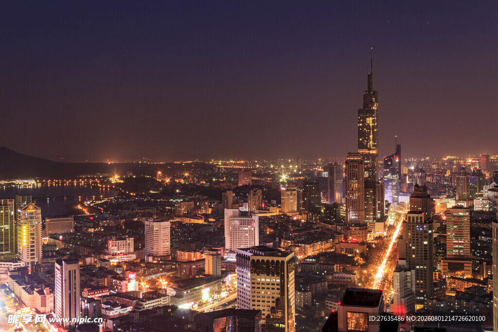 城市璀璨夜景俯瞰图