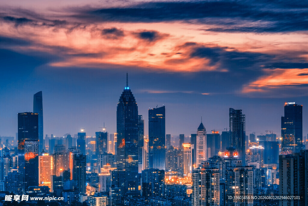 都市璀璨夜景高楼林立