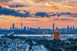 武汉城市天际线黄昏美景