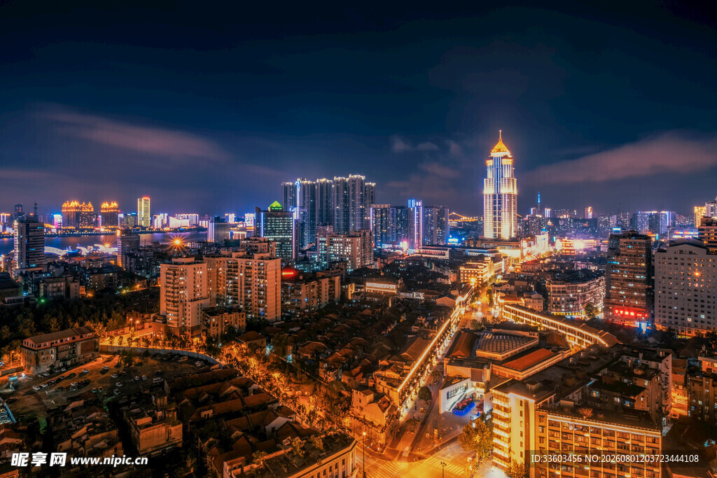 城市璀璨夜景俯瞰图