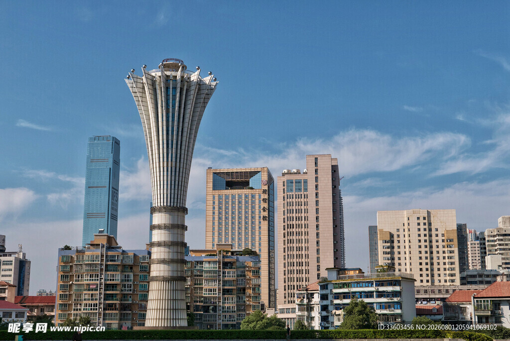 城市地标建筑天际线景观