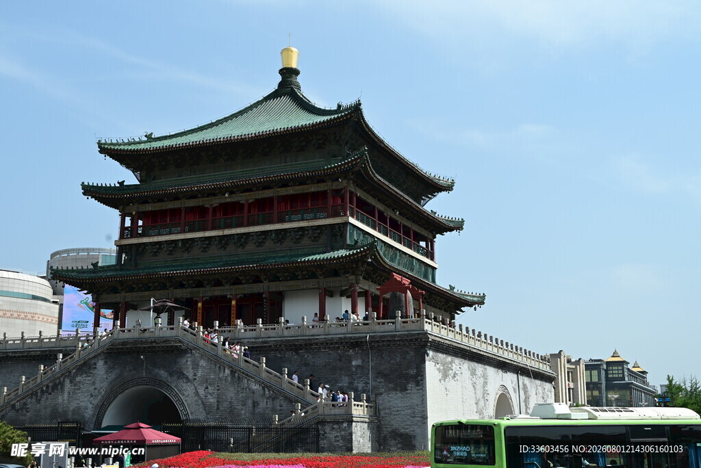 西安钟楼古建筑景观