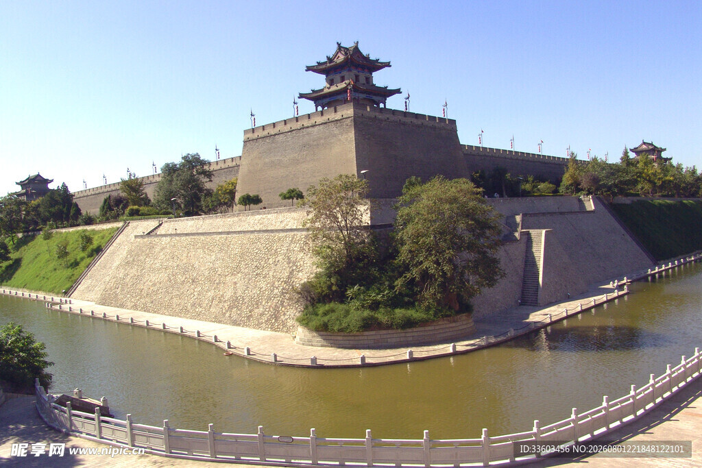 古城墙与护城河景观