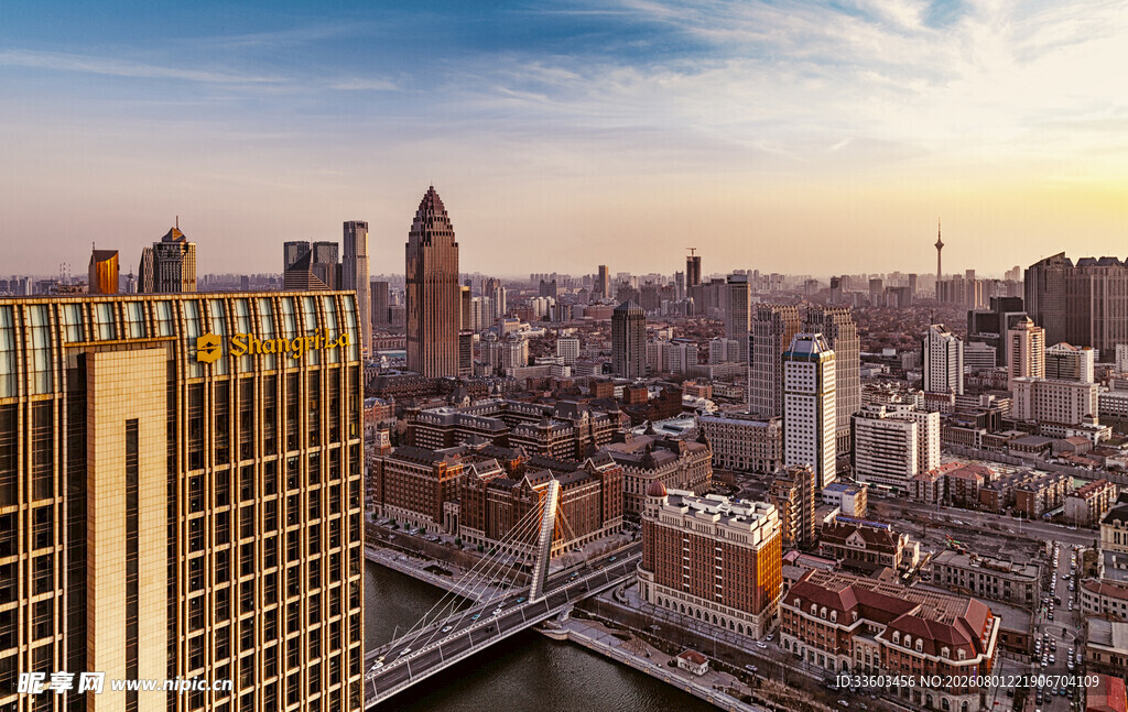城市天际线黄昏美景