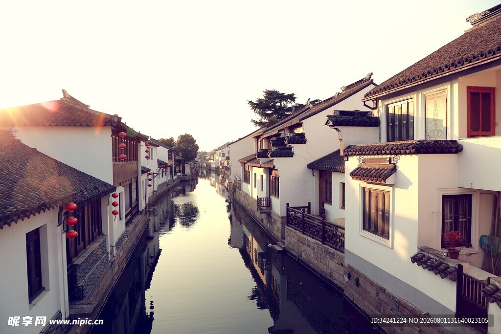 江南水乡古巷小河美景