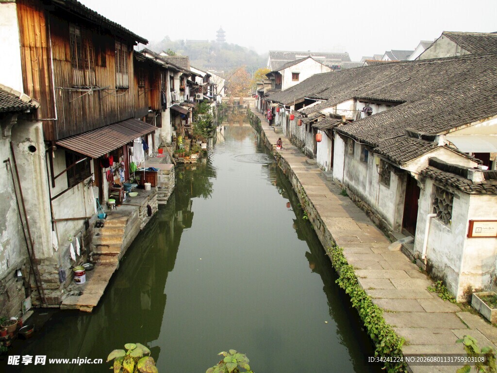 江南水乡古巷小河风景