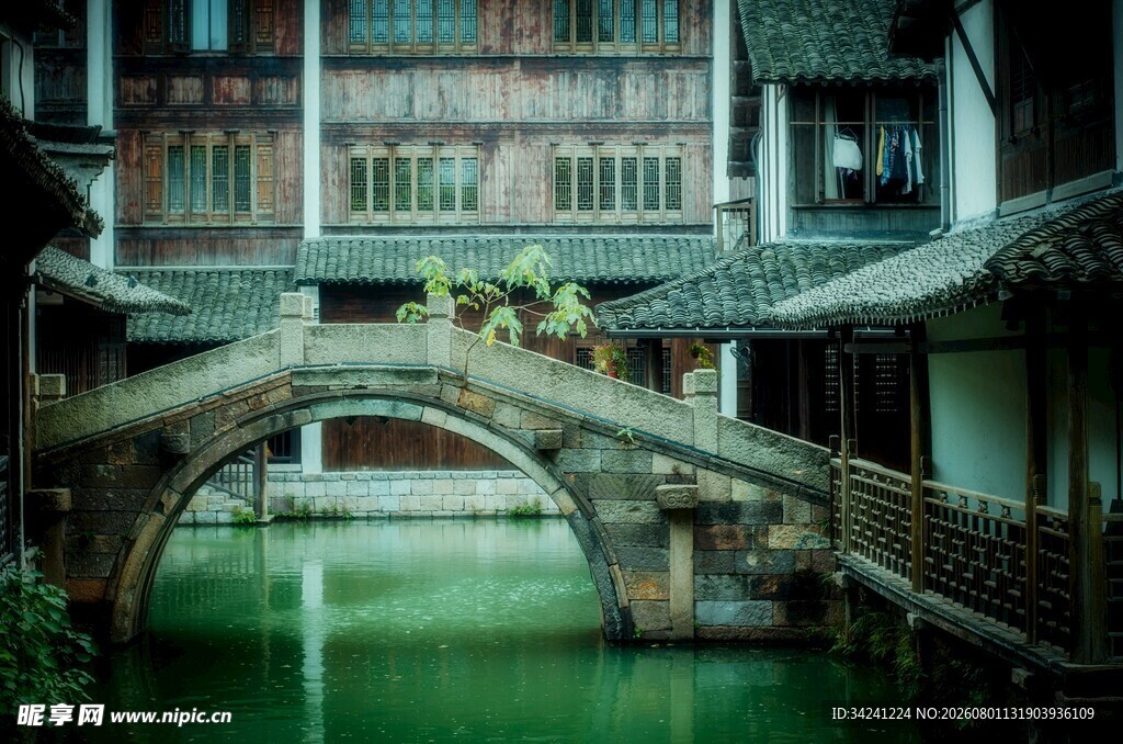 江南水乡石桥古建筑美景