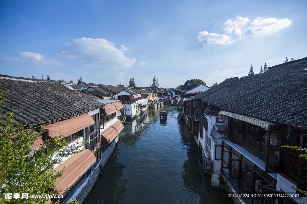 江南水乡古巷河道美景