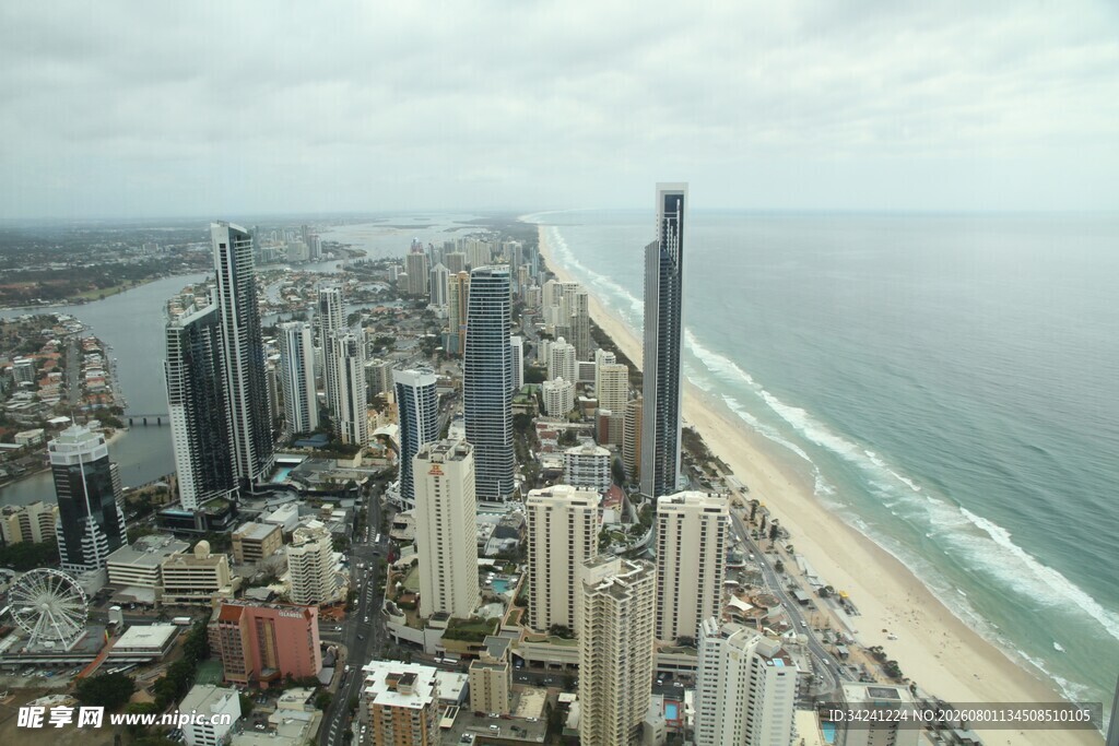 黄金海岸城市海景俯瞰