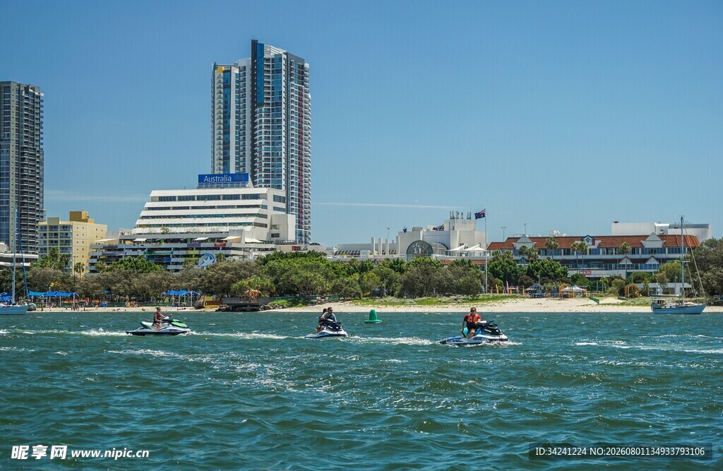 海滨城市水上运动美景