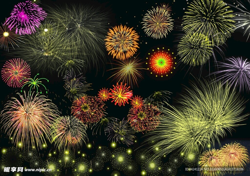 绚丽烟花绽放夜空