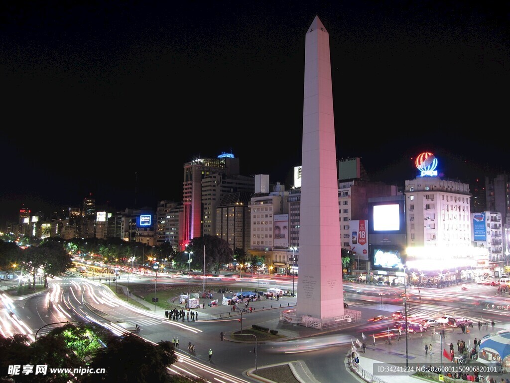 布宜诺斯艾利斯方尖碑夜景