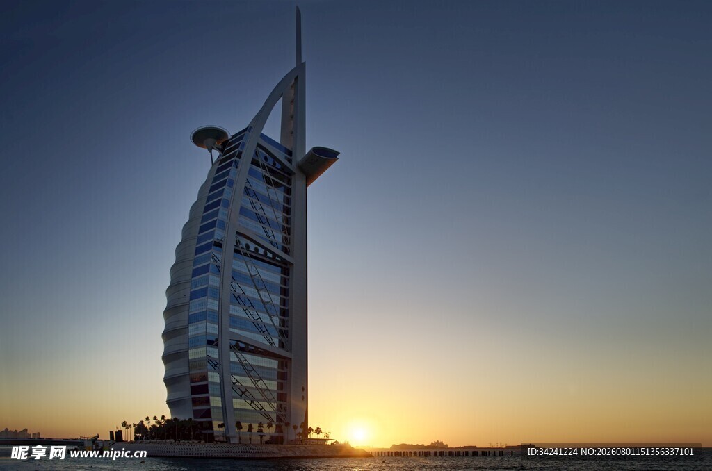 迪拜帆船酒店夕阳美景