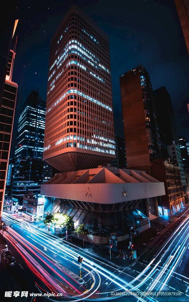 城市夜景灯光绚丽图景