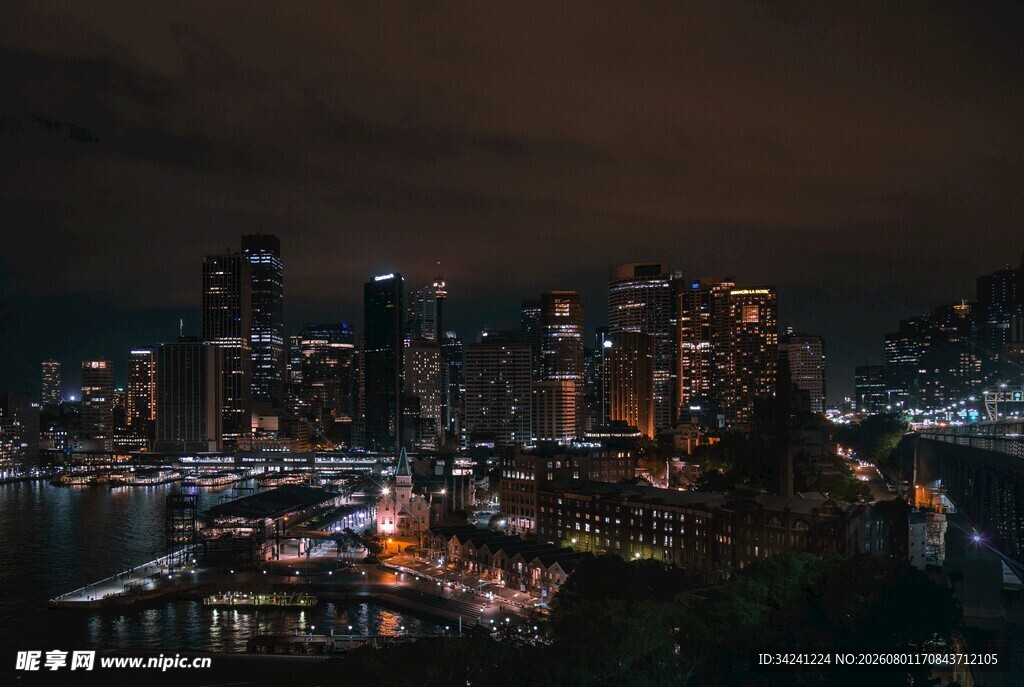 城市璀璨夜景俯瞰图