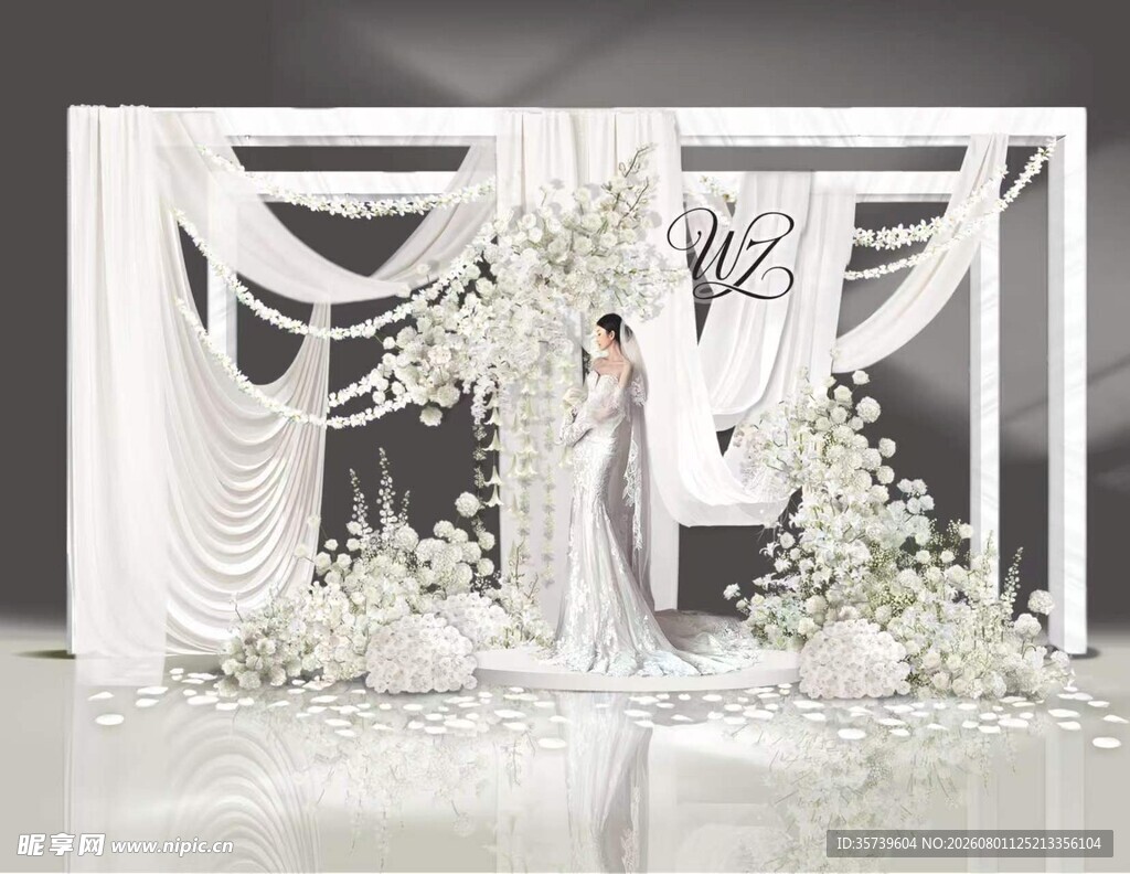 白色浪漫婚礼场景布置