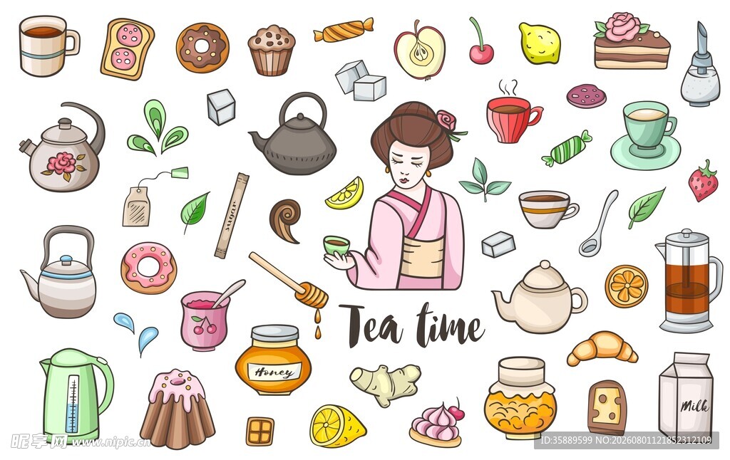 茶点手绘插画