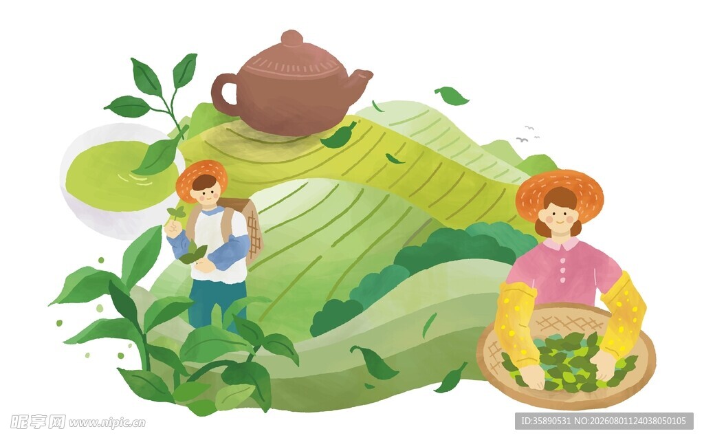 春日采茶插画