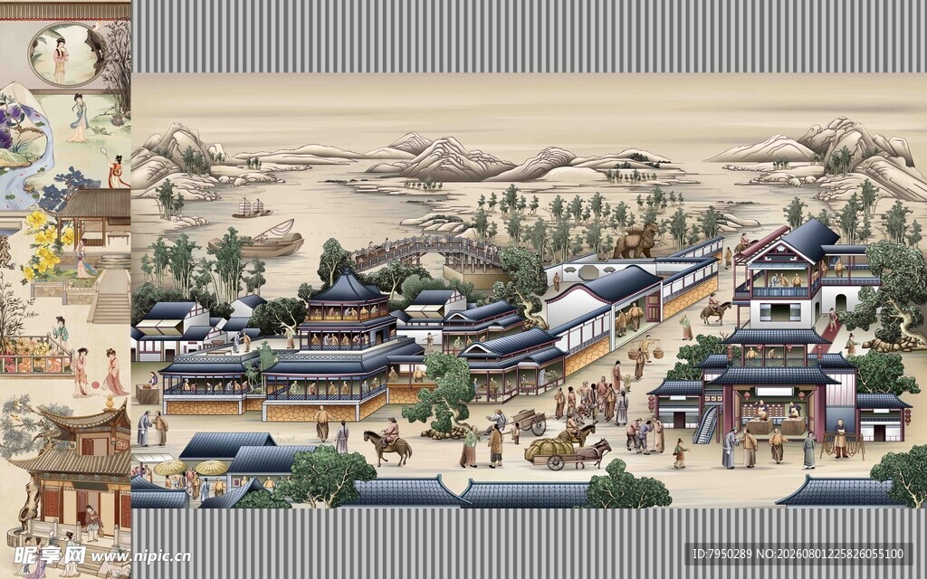 江南水乡古镇风景图