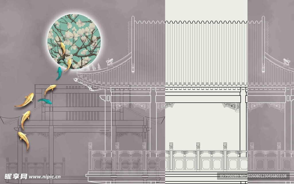 线描古典建筑