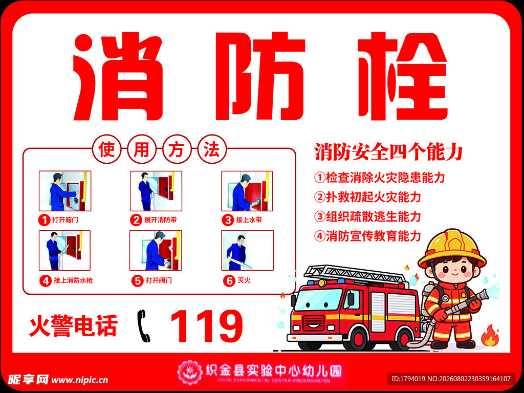 消防栓使用说明宣传海报