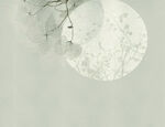 水墨风月夜树枝图景