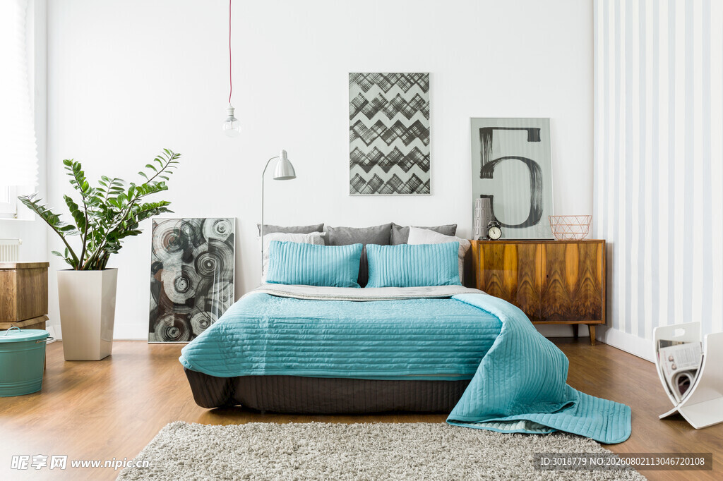清新简约风卧室布置