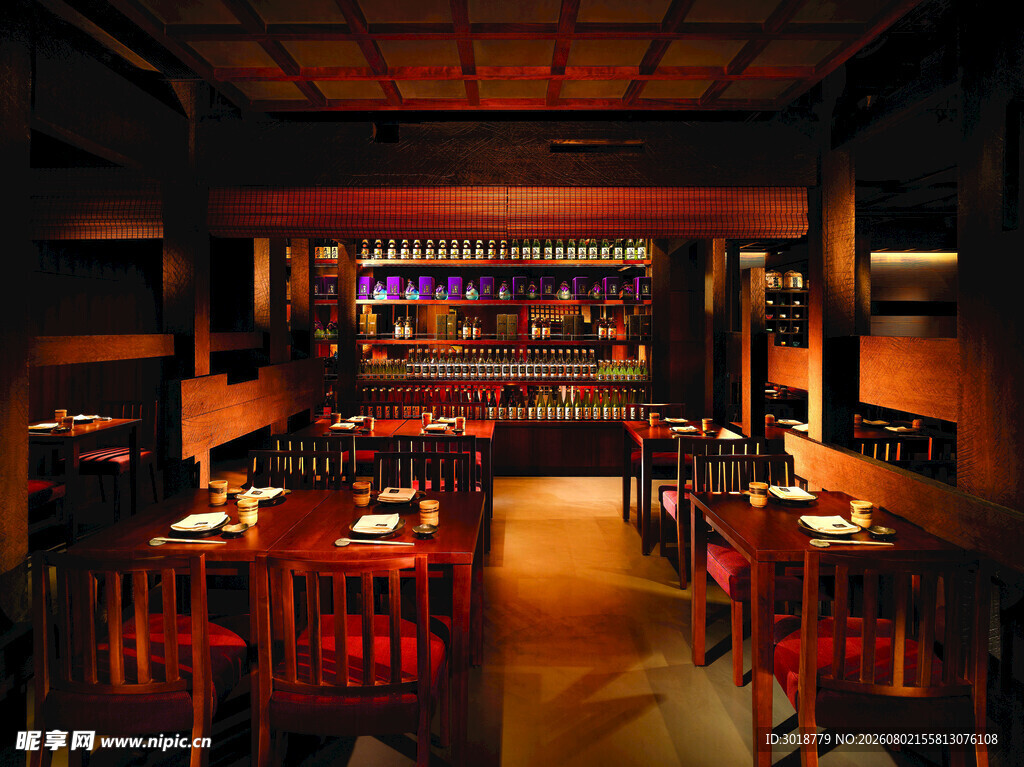 日式居酒屋温馨室内场景