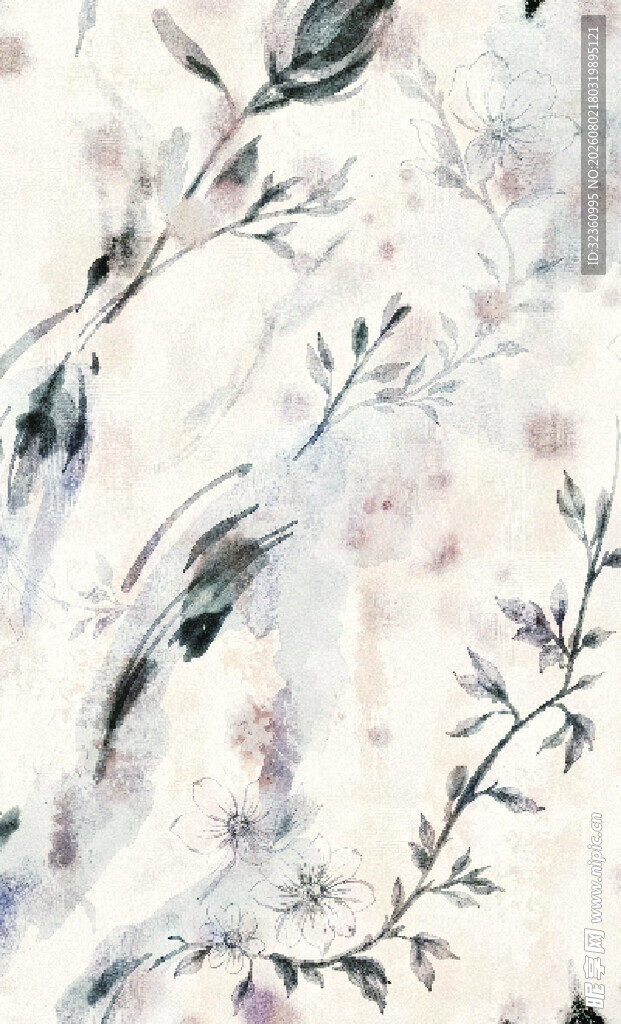 水墨花草图案