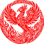 圆形凤凰剪纸艺术图案