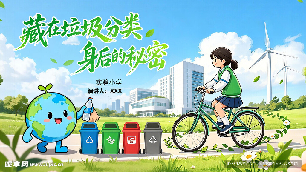 绿色环保骑行垃圾分类宣传