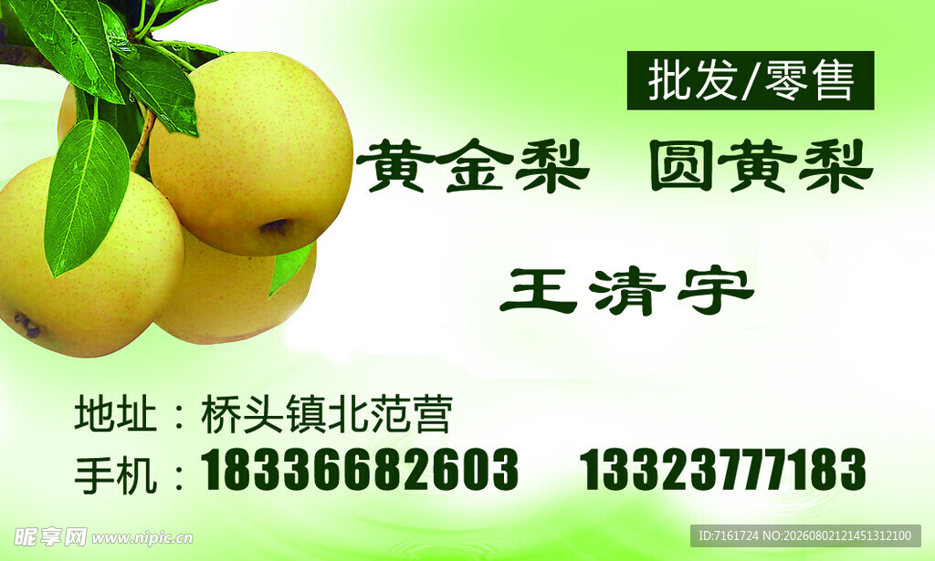 名片昌黄金梨果园直销