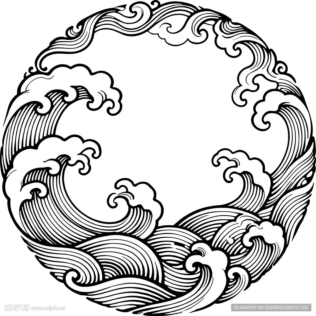 圆形海浪纹图案