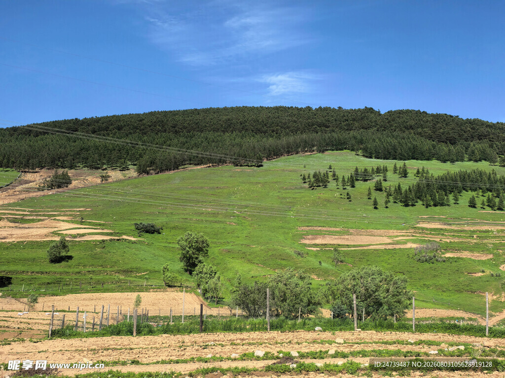 绿色山丘田园风光美景