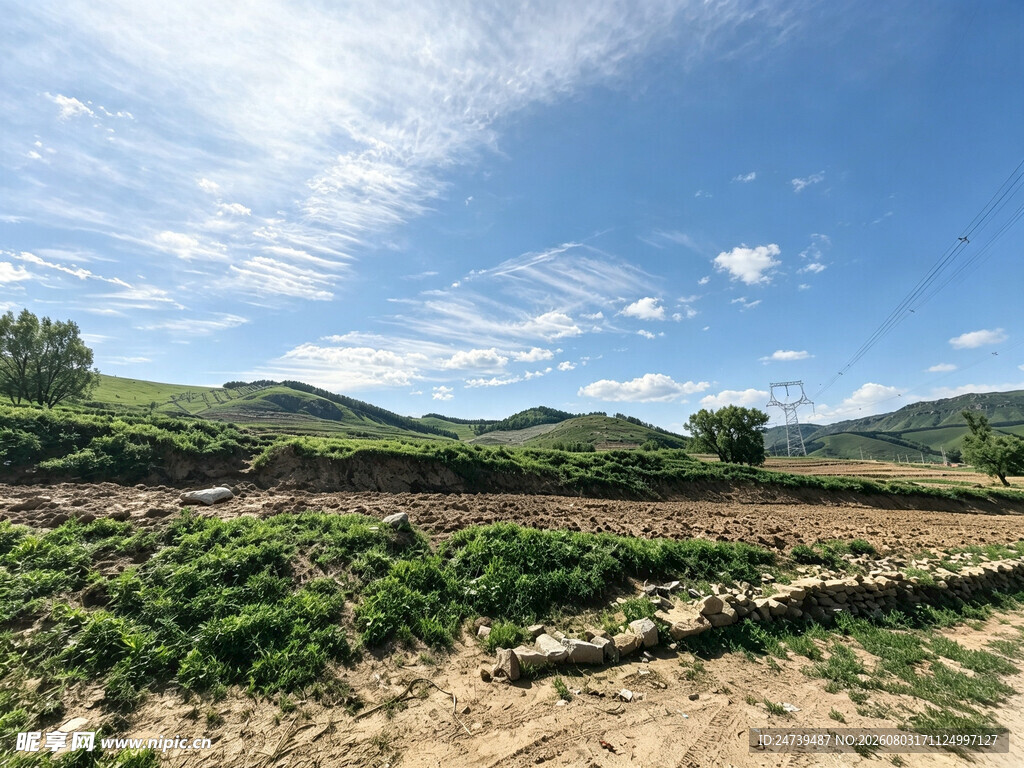 田园风光山野间的自然景致