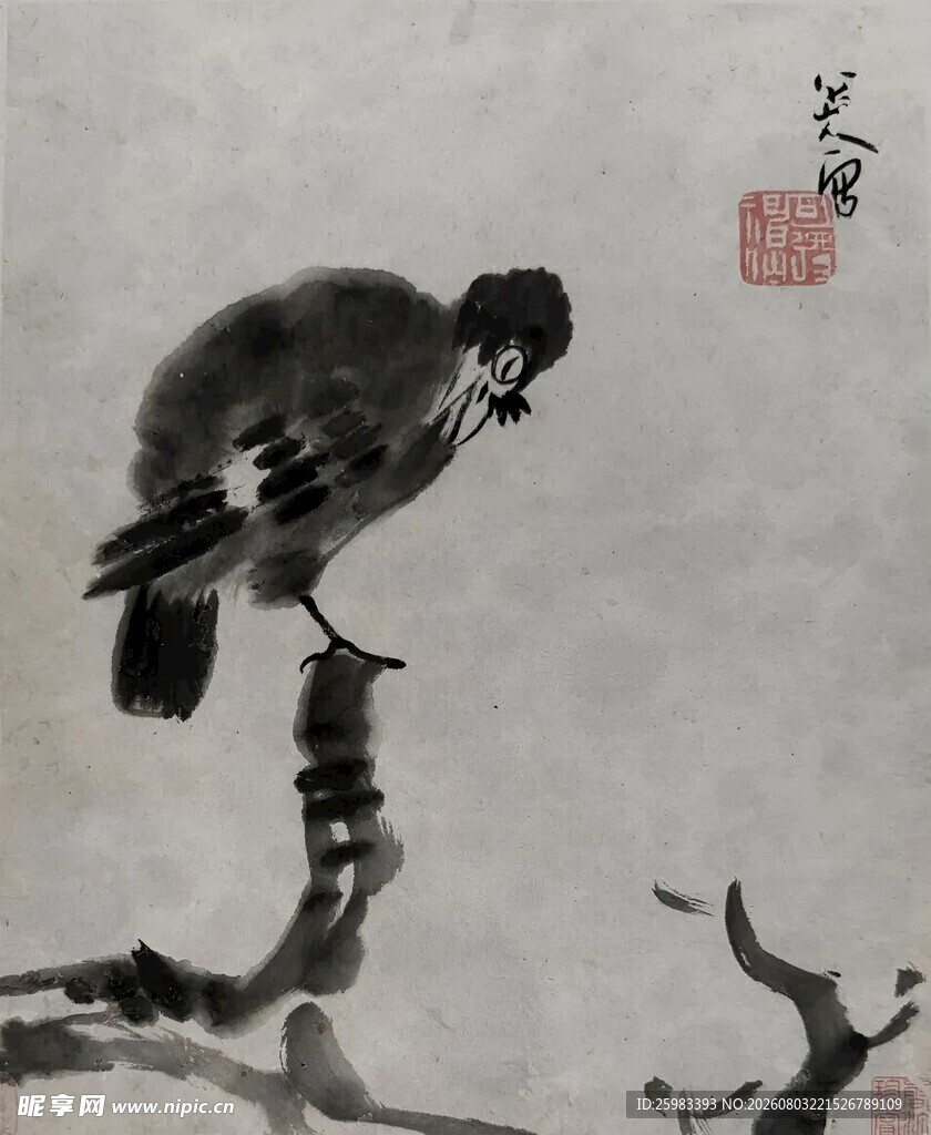 水墨枝头鸟