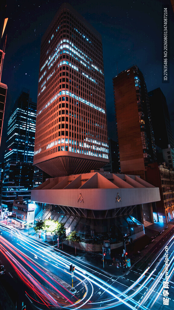 城市夜景车流与高楼大厦