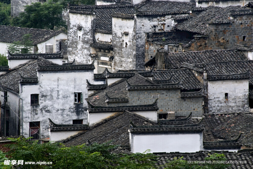 徽派古村落屋顶景观