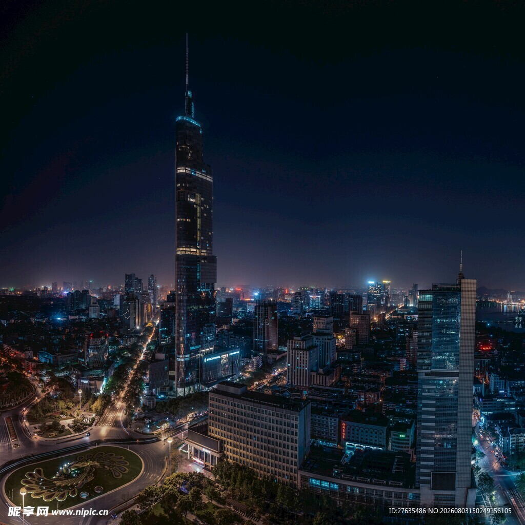 上海夜景俯瞰繁华都市