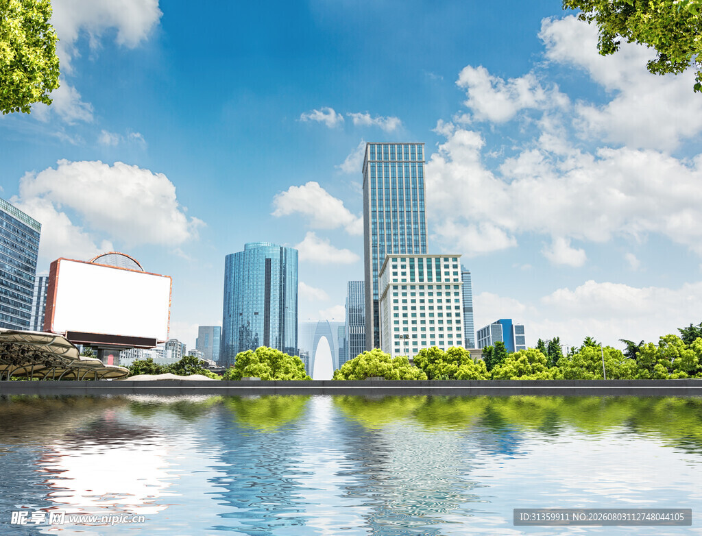 城市河畔风光