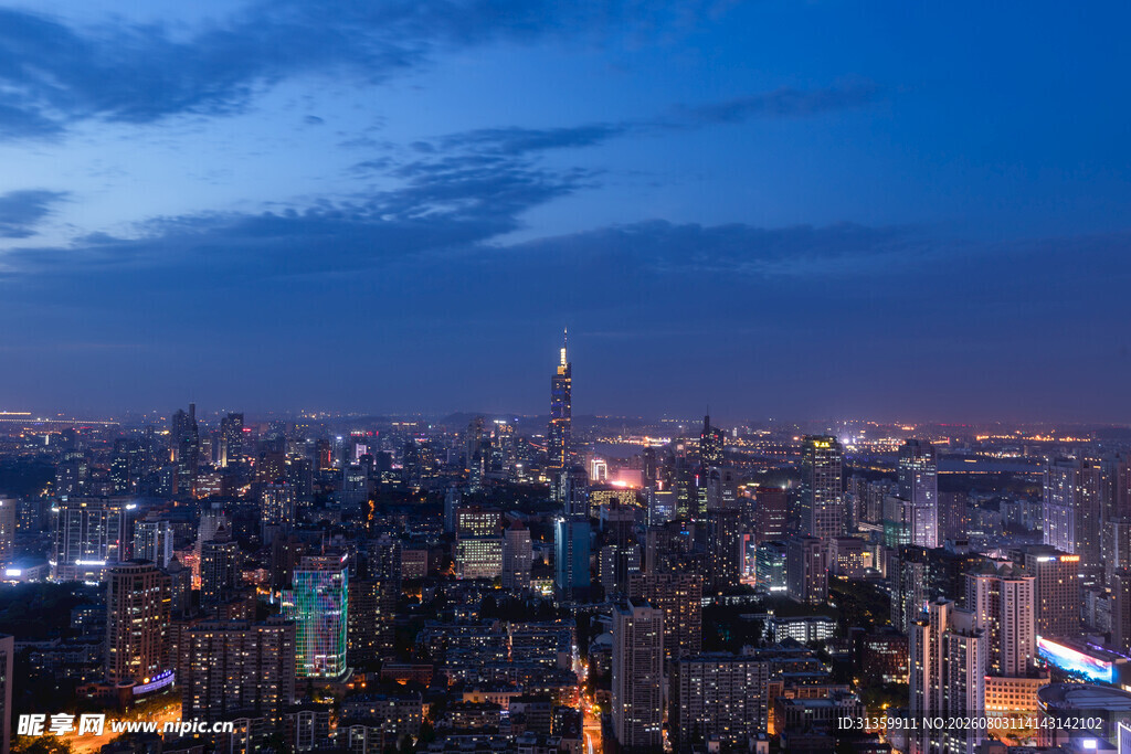 城市璀璨夜景俯瞰图