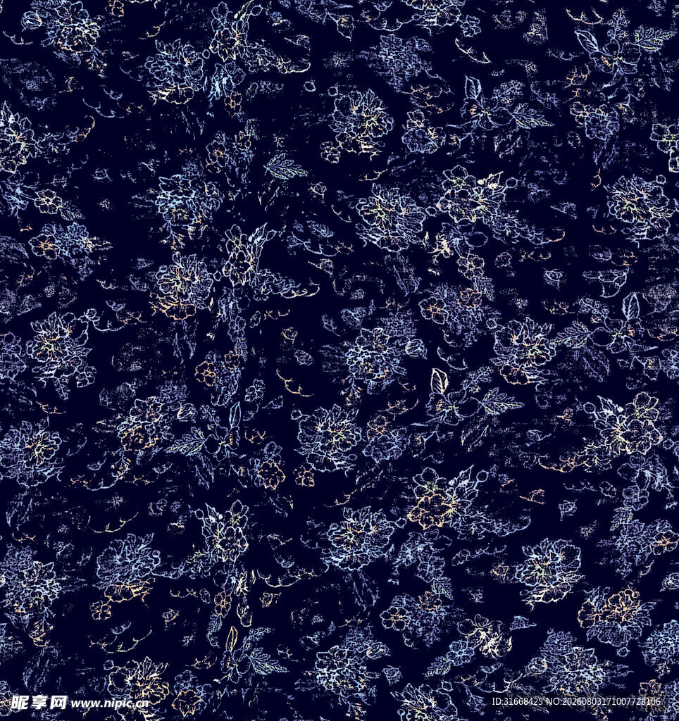 深蓝色碎花布料